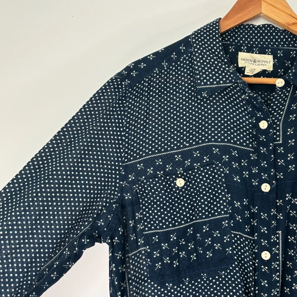 Denim & Supply Ralph Lauren Women Patchwork Button Shirt Size XL Country *L66 - Picture 4 of 13